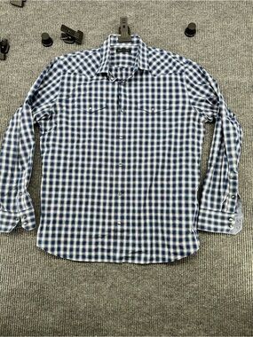 Banana Republic Blue and White Plaid Button-Down Shirt